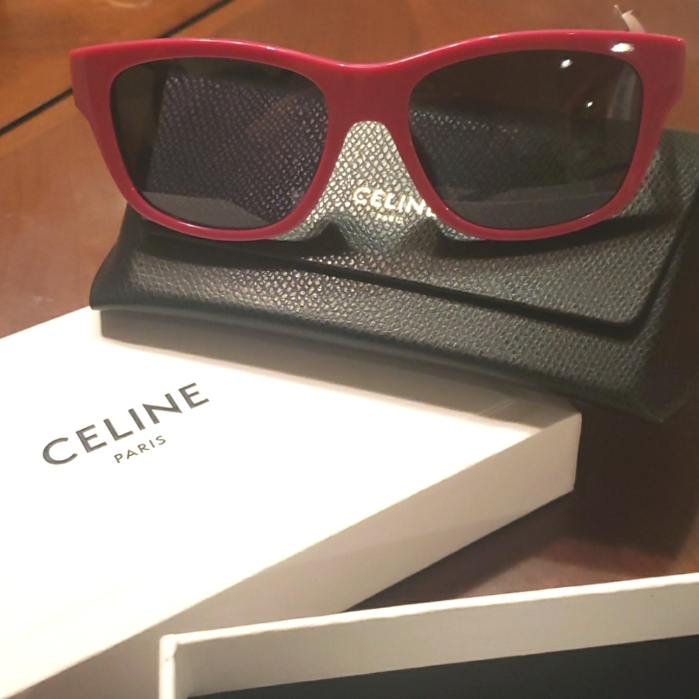 NWT CELINE MONOCHROMS SQUARE HOT PINK SUNGLASSES πΆ - Picture 9 of 12
